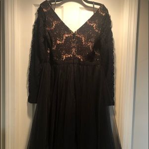 City Chic Black Lace Strapless Dress